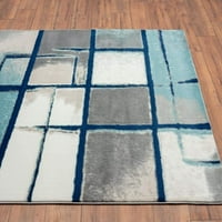 Синя арт деко геометрична площ килим