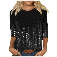 Дамски върхове пуловер в ръкав блуза флорално кръгло деколте черен xl