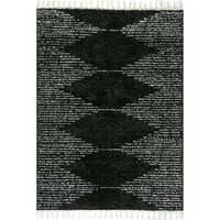 нулум Сейди Марокански диамантен Пискюл шаг зона килим, 8 '10 12', Черен