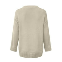 Zrbywb ежедневни дамски зимен топъл пуловер Жени ежедневни разхлабени плътни цветове дълъг ръкав мода v Врат пуловер пуловер