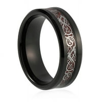 Сватбени пръстени за мъже или жени черна волфрамова група сребро червен келт
