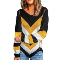 Ketyyh-chn жени пуловер сладък пуловер Коледно пуловер плетен риза жълт, 2xl