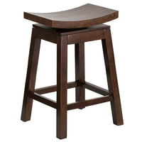 Flash мебели 26 '' Висока седло седалка Капучино дървена брояч на височина столче с автоматично въртяща се седалка завръщане