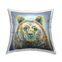 Ступел индустрии ярки кафява мечка дивата природа отпечатани хвърлят възглавница дизайн от Джен Сийли