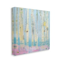 Ступел индустрии абстрактни меки брезови дървета Розово синьо пейзаж живопис платно стена изкуство дизайн от Кели ден, 36 36