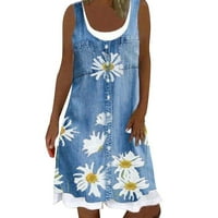 Paptzroi жени лятна плажна пролетна раирана печат сладка рокля слънчев слънчев рокля без ръкави за ежедневна рокля плюс размер