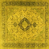 Ahgly Company Machine Pashable Indoor Rectangle Persian Yellow Traditional Area Cugs, 7 '9'