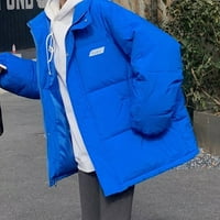Guzom дамски якета есен зима с дълъг ръкав цип в небрежно без качулка ватирани палта сини размер m