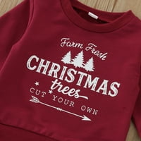 Коледно облекло за коледни деца деца бебета момичета момчета тениски коледни дърво писмо отпечатани с дълъг ръкав пуловер суичър