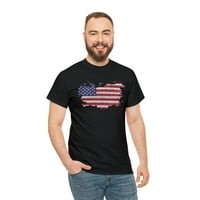 Unise American Flag, затруднена от тухлена тениска, риза на флаг на САЩ, риза с бедствие, американски флаг, тийнейджър, САЩ, мъже