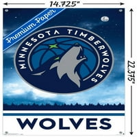 Минесота Тимбъруулвс - Плакат за стена с лого с бутални щифтове, 14.725 22.375
