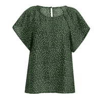 Forestyashe Women's Summer Plus Size Ruffle Sleeve Rish Top Polka Dot Шифон блуза Женни тениски