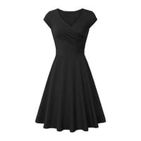 Bazyrey Women's Solid Summer рокли с къс ръкав вечерно парти мини рокли черни 3xl