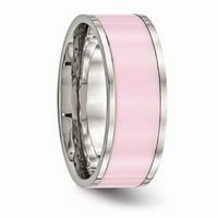 Неръждаема стомана Полирана розова керамична пръстена размер: 9; за възрастни и тийнейджъри; За жени и мъже