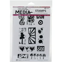 Dina Wakley Media Cling Stamps 6 X9 -Примитивни икони, PK 1, Dina Wakley Media