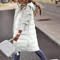 Manxivoo дамски палта дамски дълъг зимен палто жилетка с качулка без ръкави топло свободно палто с джобове на външно палто якета за жени бели1