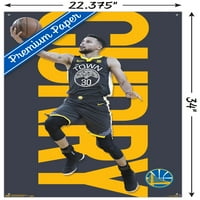 Golden State Warriors - Стенски плакат на Стивън Къри с бутални щифтове, 22.375 34