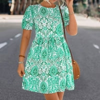 Finelylove къси рокли активна рокля a-line дълъг къс ръкав флорално зелено xl