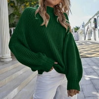 Пуловери за пуловери Pimfylm за жени дълги пуловери от пуловери отрязани зелени XL