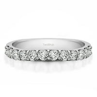 Годежен пръстен: годежен пръстен с диаманти и моасанит център в 14к Бяло Злато