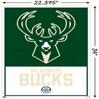 Милуоки Бъкс - лого стена плакат с пуш щифтове, 22.375 34