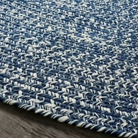Превъзходен сплетен овален вътрешен килим на открито, 5 '8', деним синьо бяло