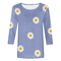 Hvyesh дамски ръкави върхове лято Boho Print кръгла шия тениски с леки ветровити тийнейни блузи, които да носите с сини крака
