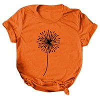 Puawkoer къси ръкави Печат тениска Разхлабена блуза Небрежни върхове жени O-Teec Женска блуза Женски върхове 2xl Orange