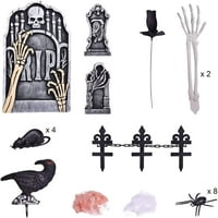 Надгробен пиедестал и аксесоари Хелоуин двор декорации, Открит Хелоуин декорация, набор от 26