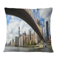 Дизайнарт Ню Йорк Куинсбъро мост Панорама - градски пейзаж снимка хвърлят възглавница-16х16