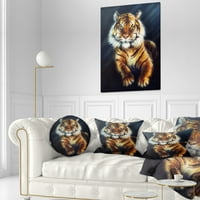 Дизайнарт могъщ тигър - възглавница за хвърляне на животни-12х20