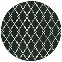 Лаурета геометричен килим за външна зона, Черна слонова кост 3, 8 '8'