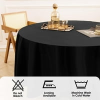 Черна кръгла площадка за покривка с петна устойчива декоративна миеща се полиестерна маса за маса за трапезария банкети Бюфет