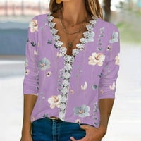 Тениска на Wenini Clearance флорални отпечатани върхове за жени на плетене на плетене