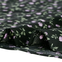 Уникални изгодни Дамски флорални Принт Дълъг ръкав вратовръзка талията а-линия рокля