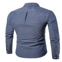 Niuer мъже редовно прилягане на риза на туника с дълъг ръкав Мъжки обикновени блузи бутони празник затихнете яка падащи ризи