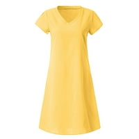 Lashall рокли за жени, дами ежедневни секси цветни модни модни v-nect късо ръкав свободна дълга рокля, жълто, xxl