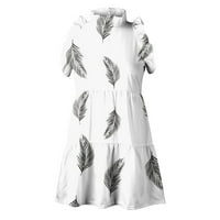 Женски рокли кръгло деколте ежедневно флорални средна дължина A-Line Sleeveless лятна рокля бяла xl
