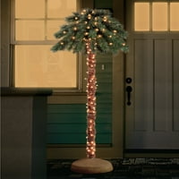 Празнично време изкуствени коледни елхи предварително осветена 6-футова изкуствена палмова коледна елха, с ясни светлини