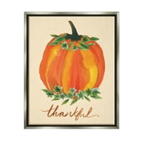Ступел индустрии благодарен оранжеви тиква листа растителни есенни растения Графичен Арт блясък сива плаваща рамка платно печат