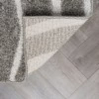 Съвременна площ килим шаг дебела ивица сив, крем хол лесен за почистване