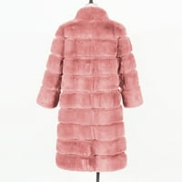 Жилетка за жени дамски модни дамски дами топло яке Fau Furry Coat Winter Solid V-Neck Lukwear