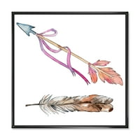 Дизайнарт 'Розово птиче перо от крило на стрелка' Бохемски & еклектичен рамка платно стена арт принт