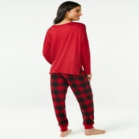 Дамски комплект пижама с дълъг ръкав и Джойспун, 2 части, размери с до 3х