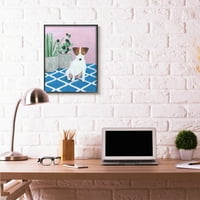 Ступел индустрии куче с растения розово синьо пет Живопис черна рамка изкуство печат стена изкуство, 24х30