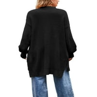 TREGREN женски есенен твърд цвят дълъг ръкав отворен предни пуловер