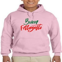 Buon Ferragosto Red Calligraphy Hoodie Men -Image by Shutterstock, мъжки малки