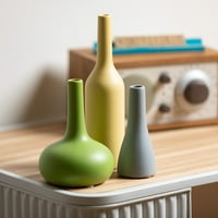 Съливан ярка матова пъпка керамична ваза комплект от 3, 8.75 ч, 6 ч & 5 ч Многоцветен