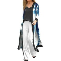 Женски моден ежедневен печат с дълъг яке с дълъг палто с дълъг палто