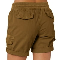 Жени товарни къси панталони Лятна свободна туристическа Бермуда Шорти с джобове шорти за жени кафяви m